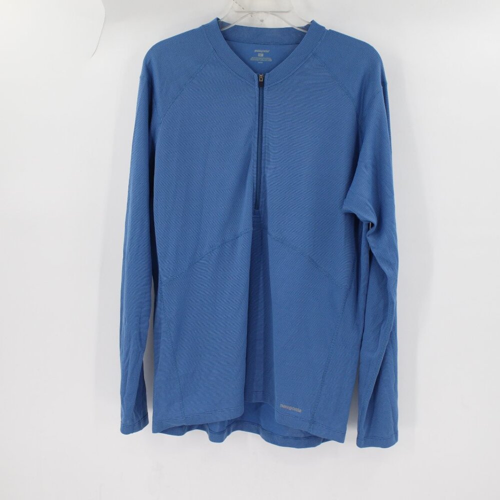 Patagonia Baselayer Pullover mens Large half zip blue gorpcore outdoor hiking